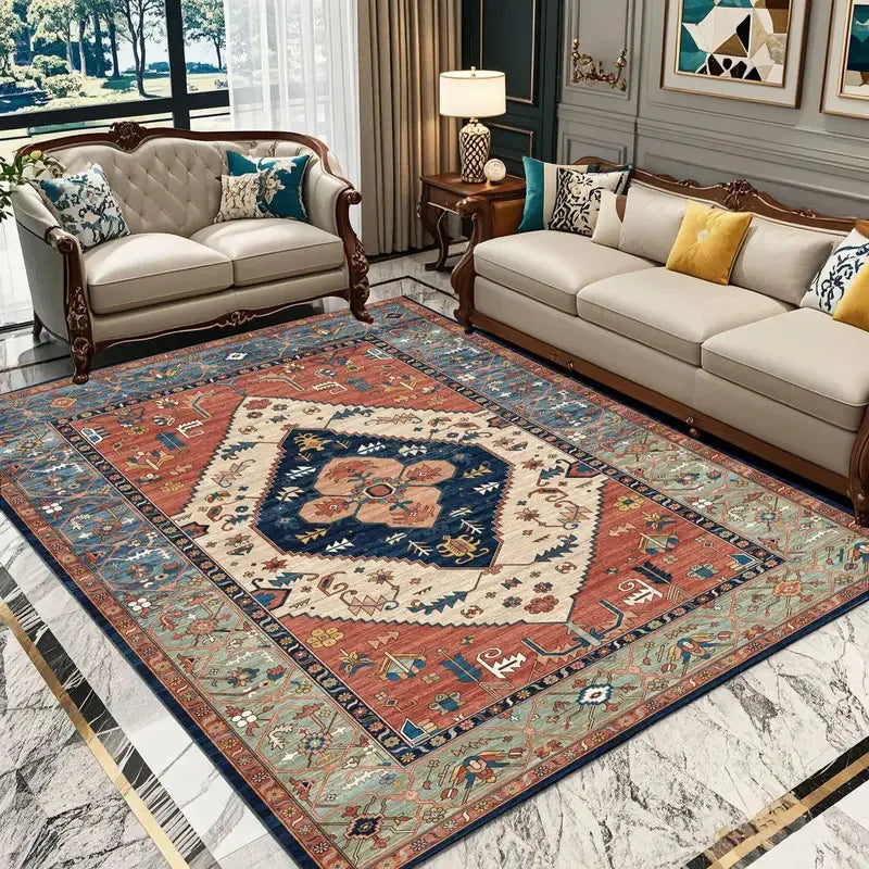 VIKAMA Bohemian Rug Durable And Machine Washable Living Room Coffee Table Mat Bedside Rug For Bedrooms Home Décor