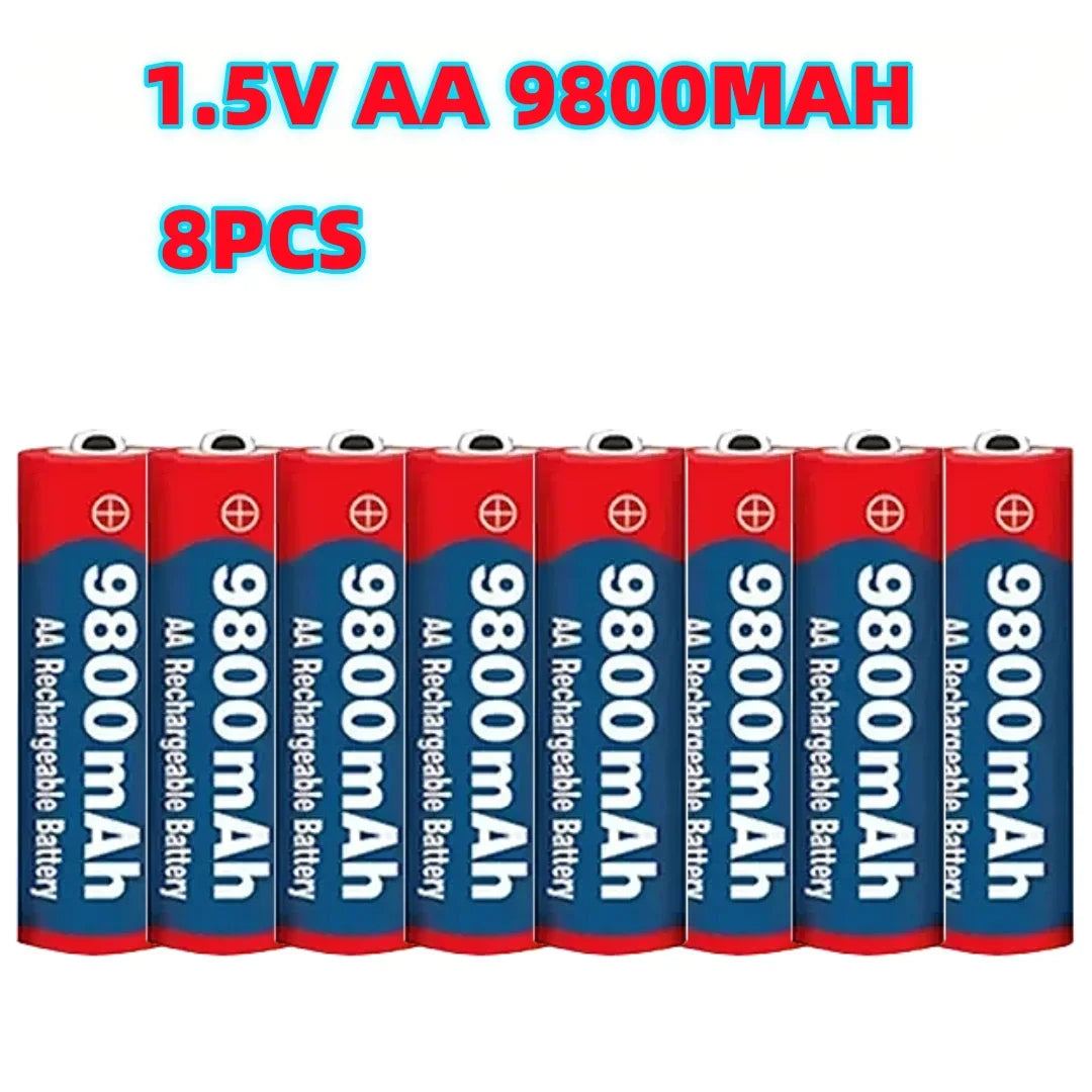 Premium 1.5V AA Alkaline Rechargeable Battery 9800mAh for Camera, Microphone, LED Light, Toy and Small Electronics