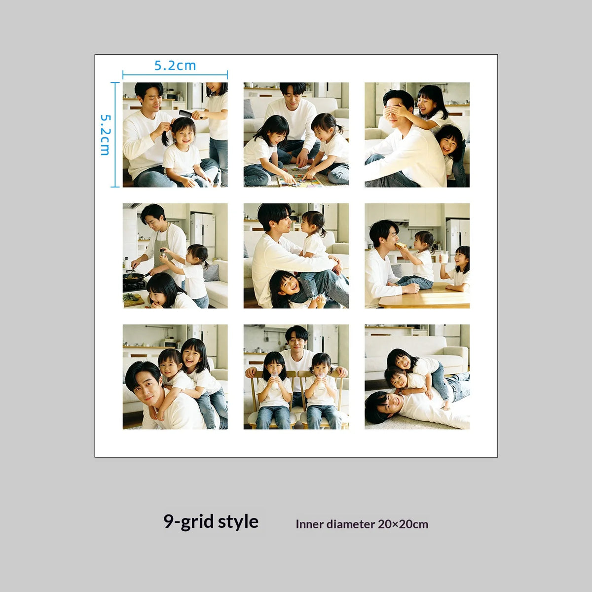 Premium Wooden 9-Grid Photo Frame - Creative DIY Picture Frame for Couples, Wedding Memories, and Home Décor