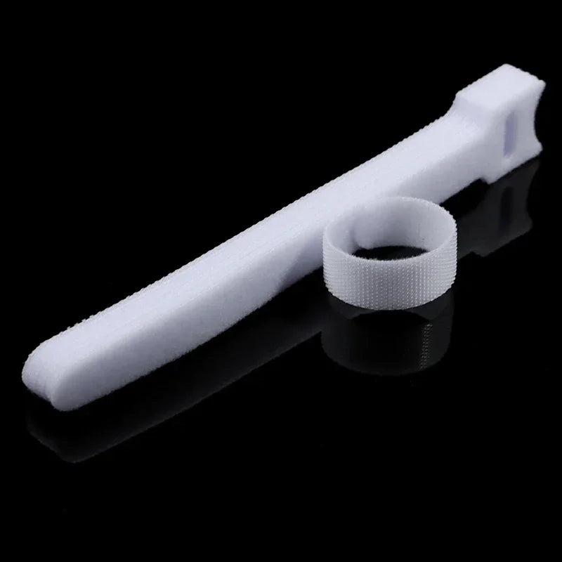White Reusable Fastening Cable Ties Mouse Phone Accessories Wire Management Releasable Nylon Cable Loop Hoop Straps T-type Tie