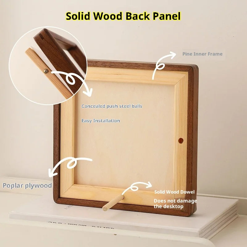Solid Wood Picture Frame - Black Walnut Rounded Corner Square Photo Frame for Home Décor and Display
