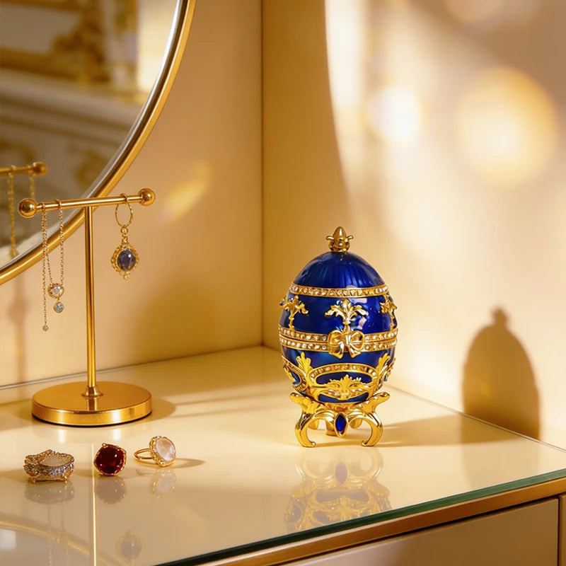 Home Décor Box, Enamelled Decorative Jar, Exquisite Hinged Jewellery Box Ideal for Easter or Valentine's Day Gifts, or as a Ring