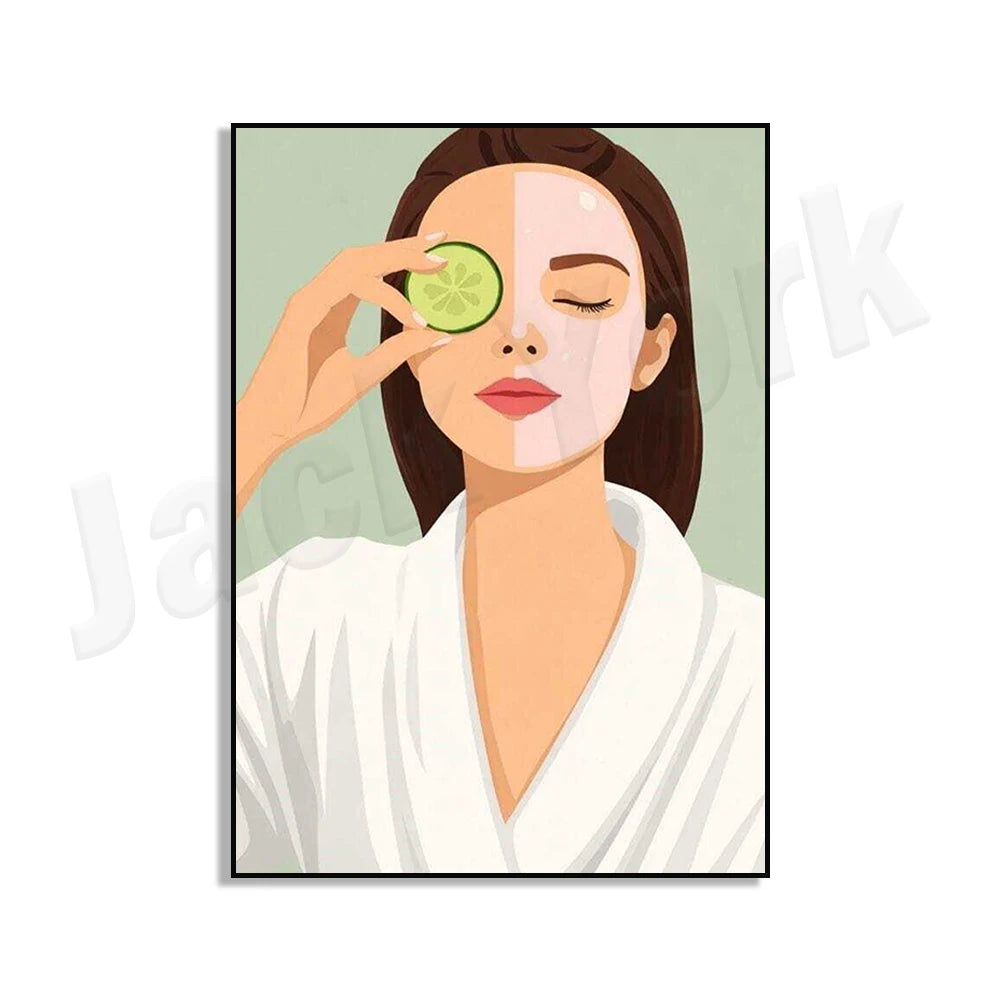 Posters featuring skincare and facial treatments by beauticians, suitable for salons, spas, and beauty studios.