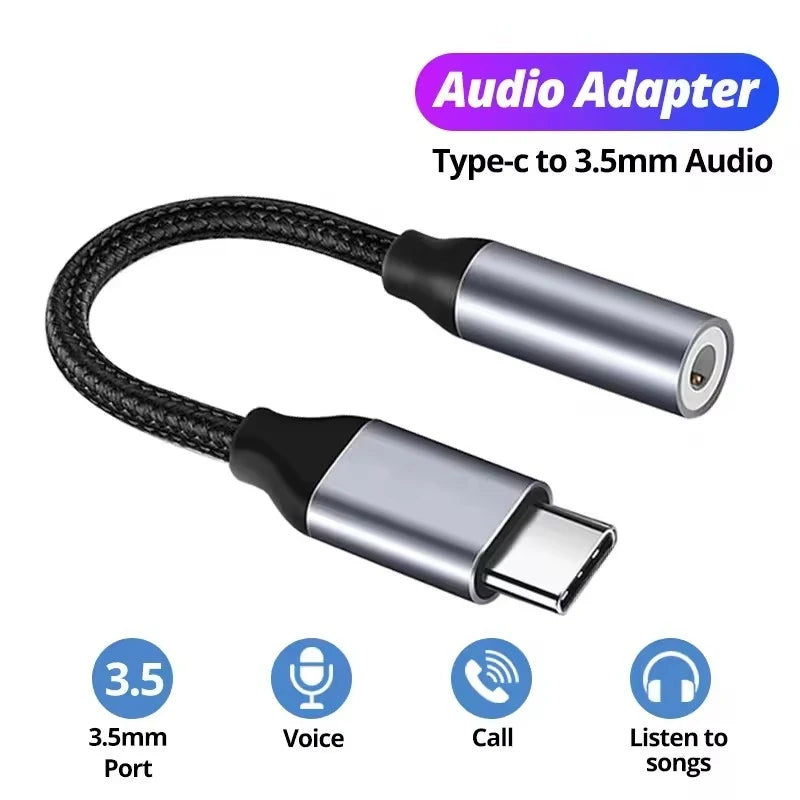 1-7pcs Type-C 3.5 Jack Audio Cable USB C To 3 5 MM Jack Aux Adapter Phone Accessories Cabo USB Tipo C USB C Adapter HeadPhone