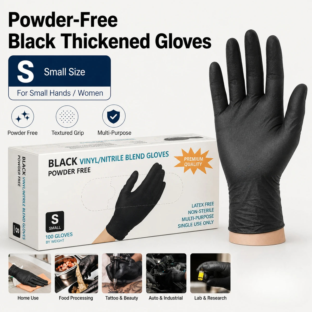 Textured Surface Disposable Black Nitrile Gloves 10/50/100PCS Latex Free for Mechanic Tattoo Beauty Hair Dye Household Cleaning