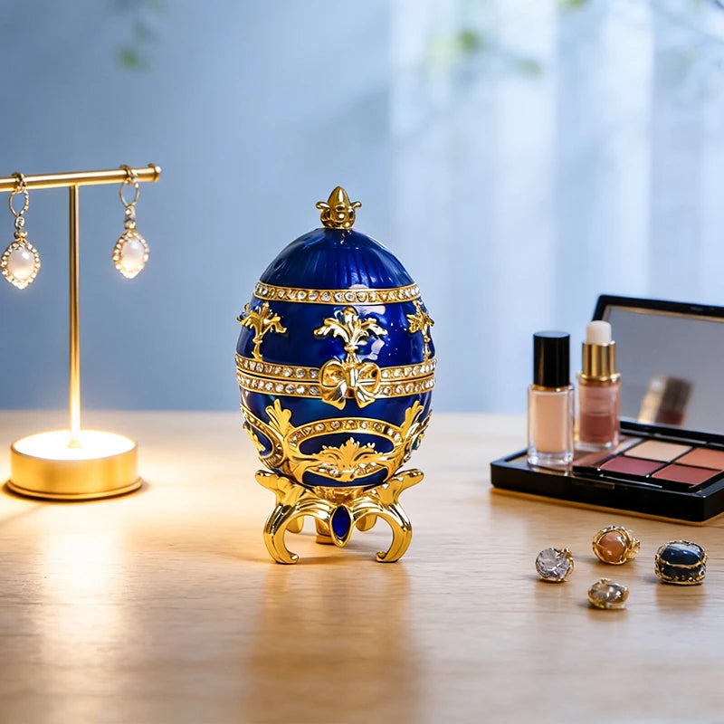 Home Décor Box, Enamelled Decorative Jar, Exquisite Hinged Jewellery Box Ideal for Easter or Valentine's Day Gifts, or as a Ring