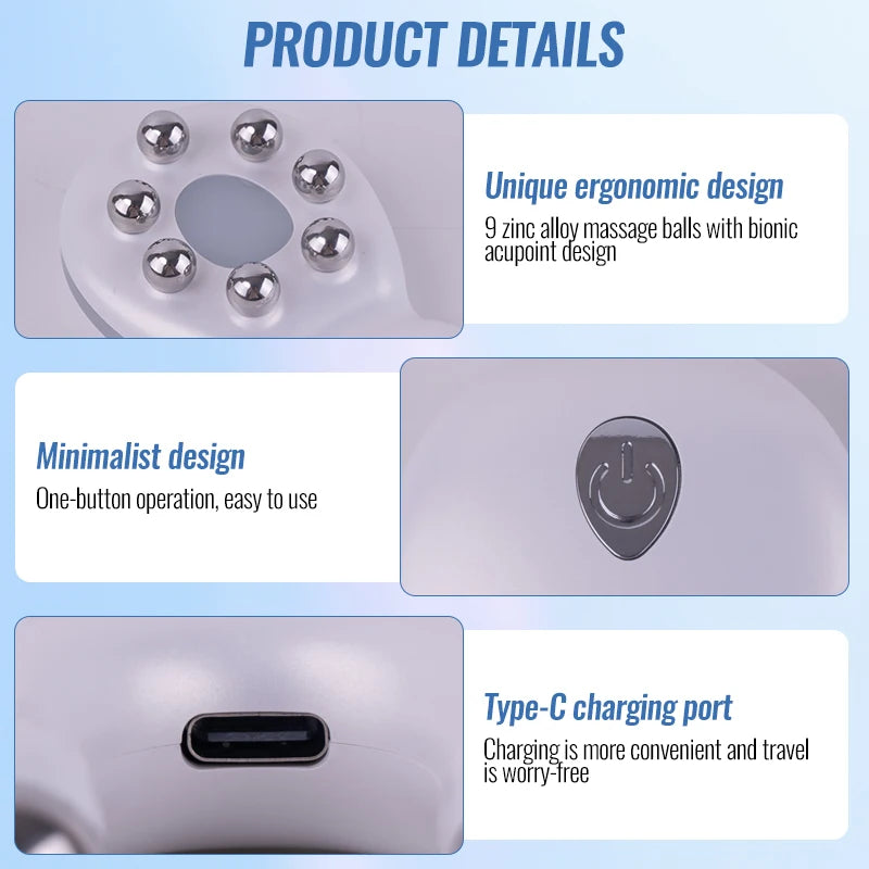 Upgraded Double Ball Roller Face Slimming Device Microcurrent V-Face Beauty Device Massager Lifting and Tightening Removesema