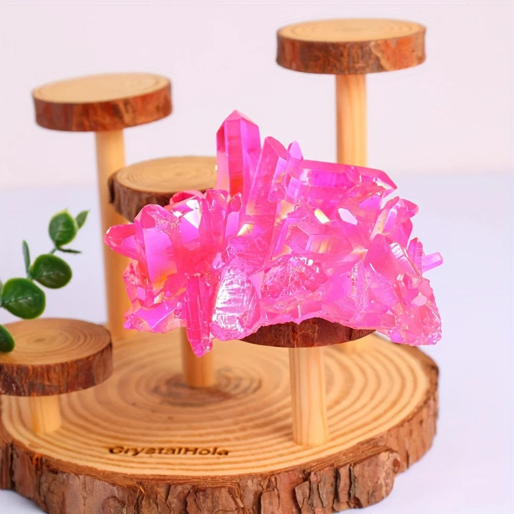 One random halo rose quartz cluster, pink crystal mineral specimen, home décor, Christmas gift, crystal gift, halo cluster.