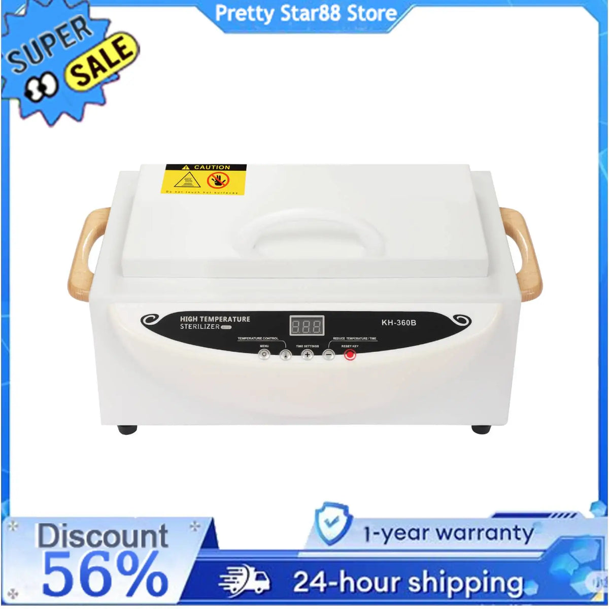 Heat Disinfectant Nail Tool 500W Hot Air Steriliser Dry High Temperature with Timer for Studios for Laboratories/Beauty Salons