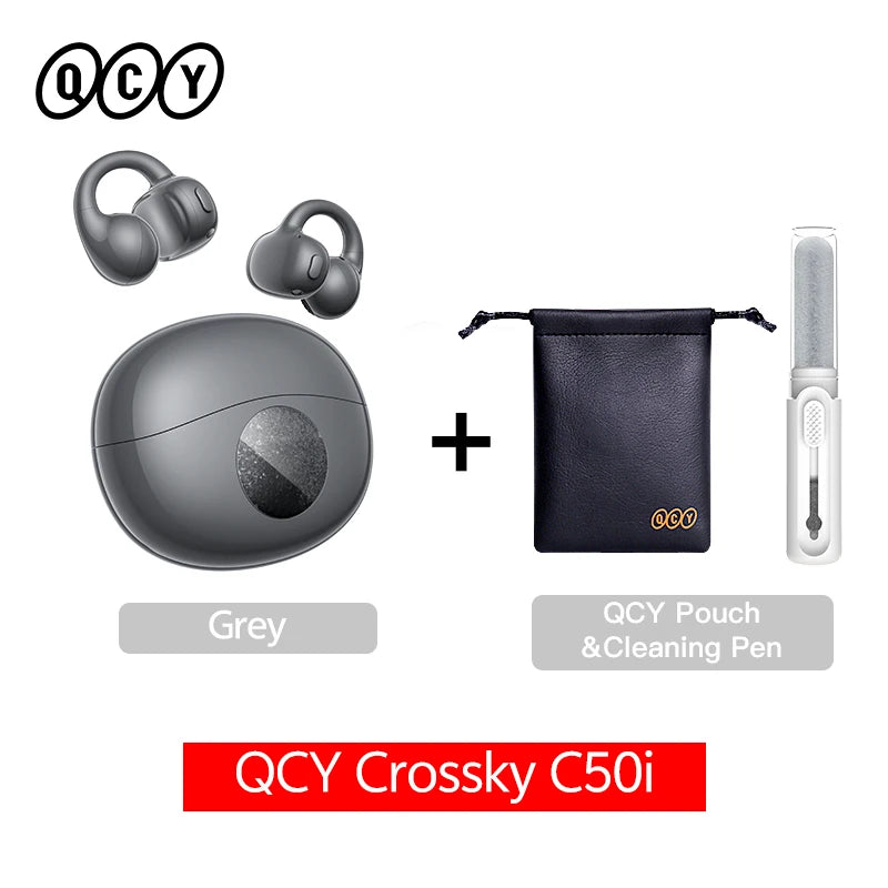 QCY Crossky C50i Open Ear Bluetooth Earphones Hi-Res LDAC Ear Clip Wireless BT6.0 Sports Earbuds Clip On 4-Mics Headphones 42H