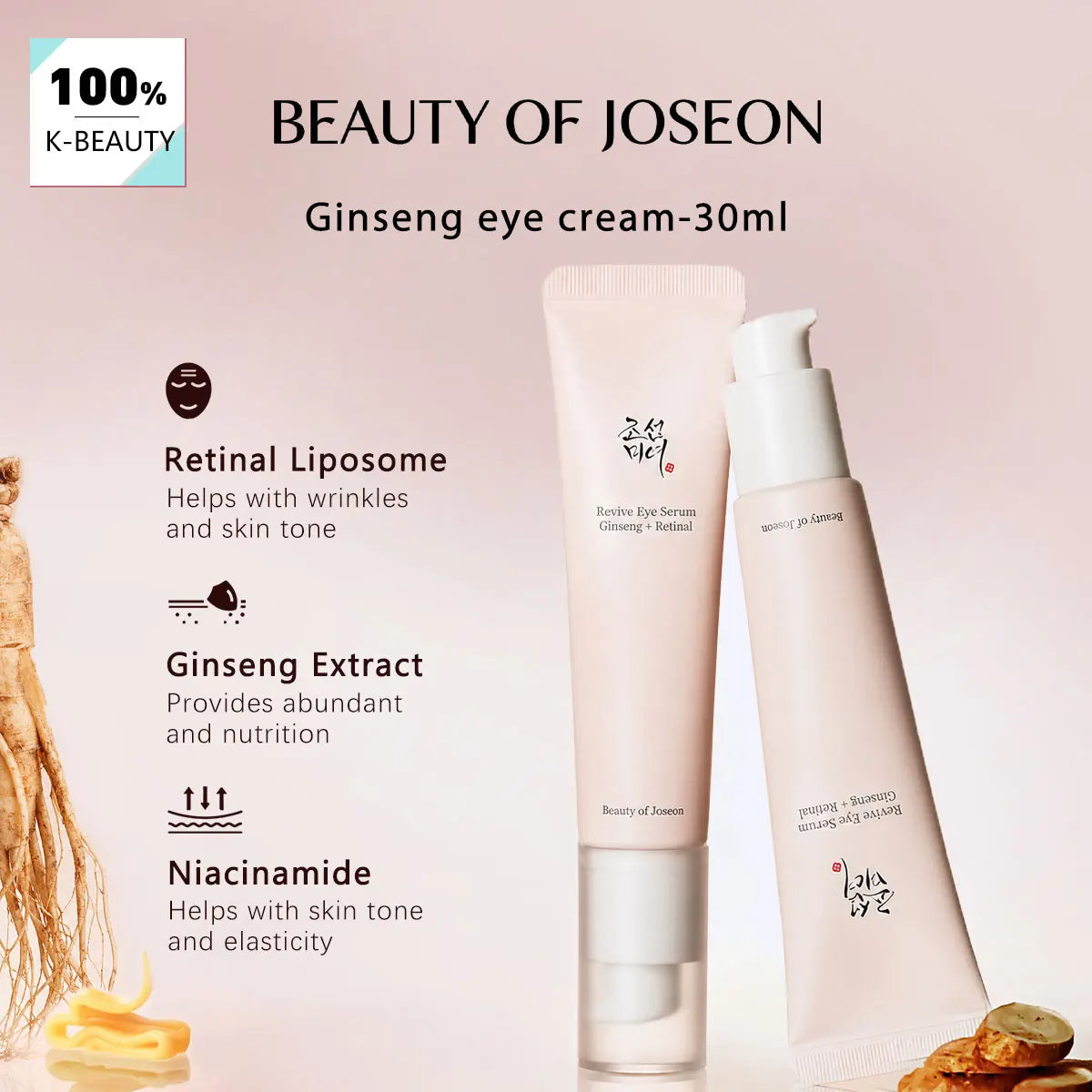 BEAUTY OF JOSEON Ginseng Eye Cream 30ml,Softening Delicate Skin,Oil-Balancing,Deep Nourishing,Korean Skincare,Korean Makeup