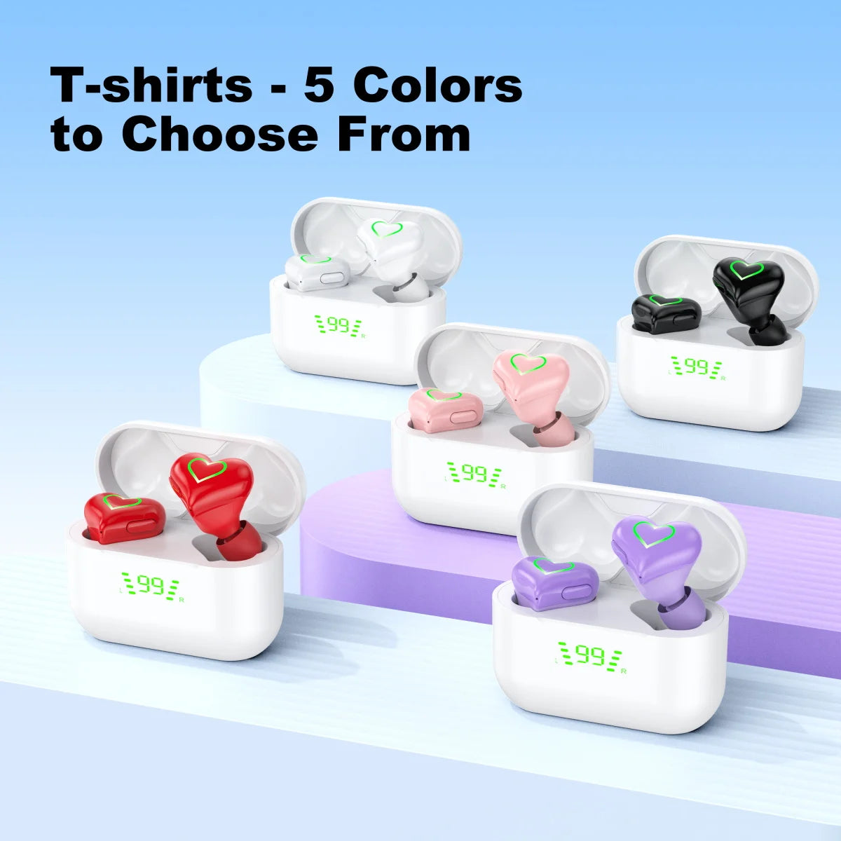 New Heart Shaped Wireless Bluetooth Headphones Wireless Earbuds Cute Music Headphones Pretty Girls Like Bluetooth Headphones