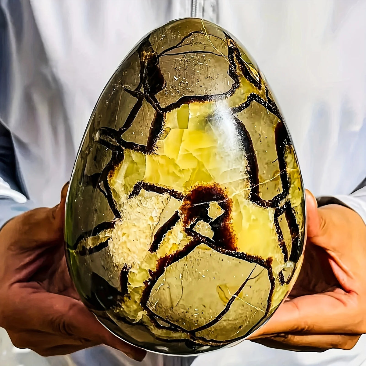 Natural Dragon Egg Geode Sculpture Hand Carved Crystal Cluster Interior Stone Egg Bohemian Holiday Home Decor Gift