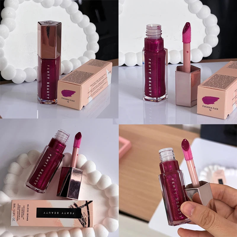 Fenty Beauty Multicolored Lip Gloss Moisturize Plumper Long-acting Lipstick Nude Pink Highlight Powder Contour Stick Makeup Set