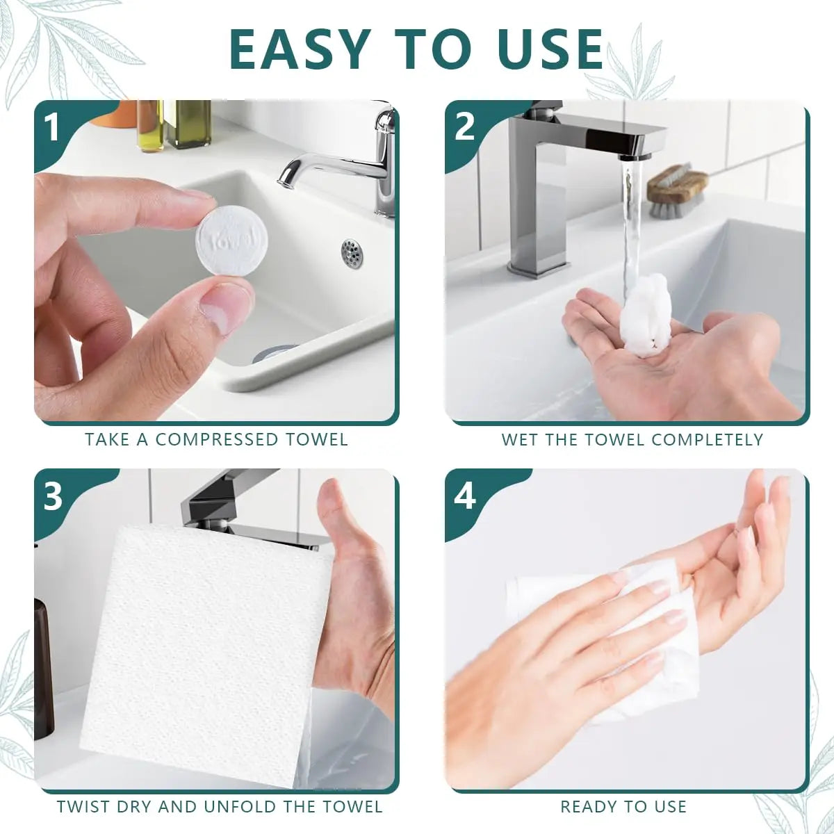 Compressed Towels Portable Disposable Mini Compressed Tissue Paper Tablets for Travel, Camping, Hiking, Sport, Beauty Salon