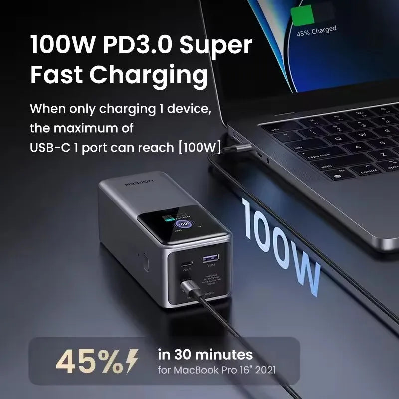 UGREEN Nexode 130W Power Bank 20000mAh Large Capacity Fast Charge Mobile Power Bank for Laptop Notebook Custom Phone Accessories