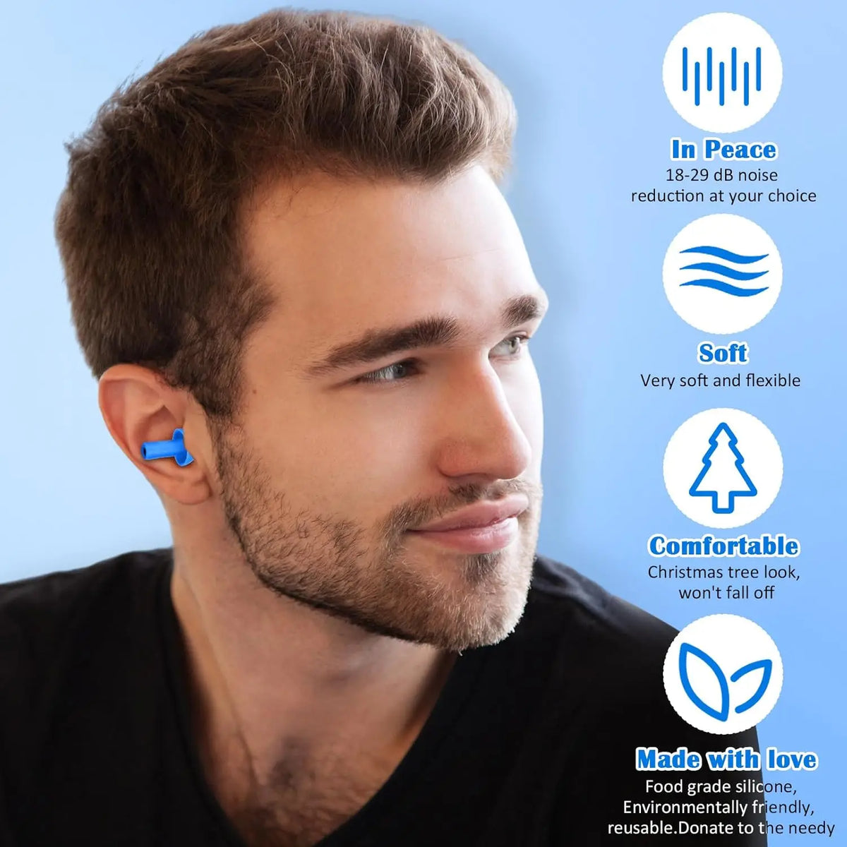 100/80/40/2PCS Reusable Silicone Ear Plugs with Plastic Case Soft Foam Waterproof Noise Cancelling Earplugs Earbuds for Sleeping