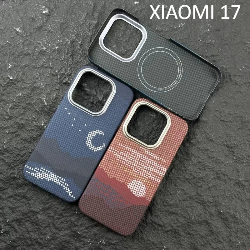 Magnetic Carbon Fiber Case for Xiaomi 17 Aramid Phone Case Phone Protective Cover Magnetic Suction Design Phone Accessories