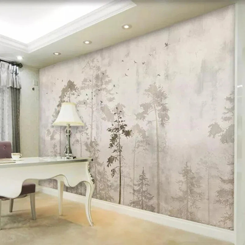 Custom Wall Art Painting Retro Nostalgic Forest Big Tree Birds Large Mural Wallpaper Living Room Bedroom Kitchen 3D Home Décor