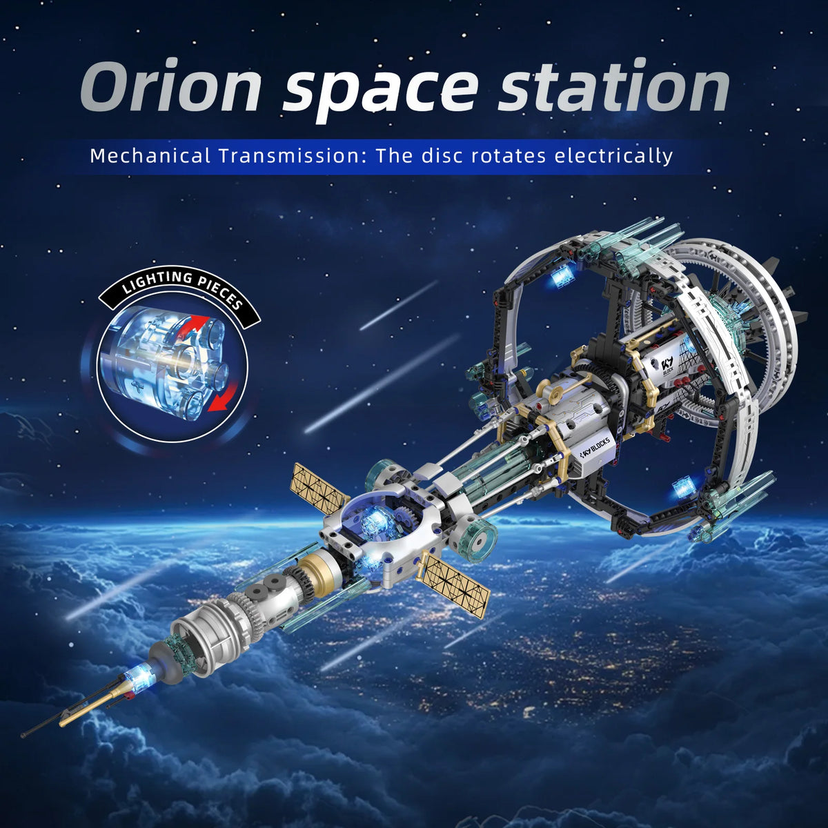 K96121 Orion Space Station Building Blocks, DIY Aerospace Model Assembly Toy for aldult, Creative Gift, Desk Home Décor Ornament