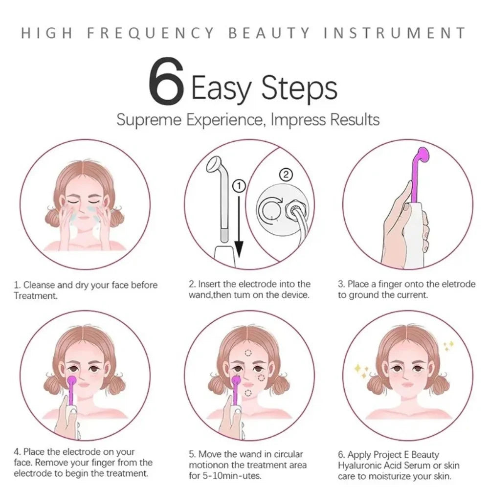 Portable High-Frequency and Microcurrent Electrotherapy Device, Acne Removal and Beauty Comb