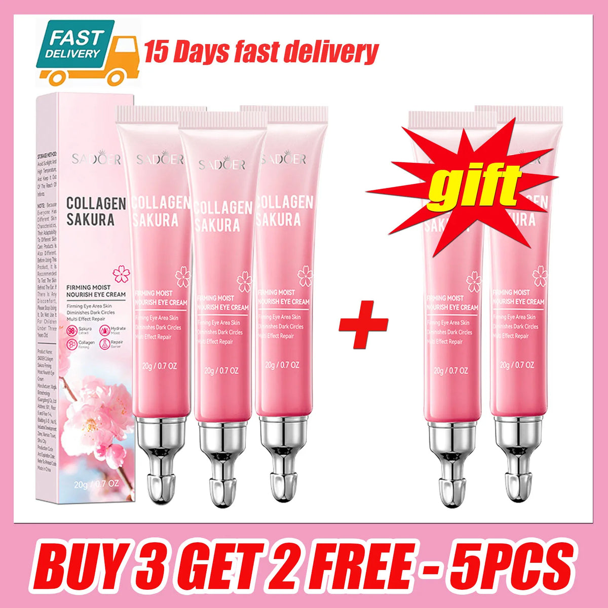 1/3/5/10pcs Sakura Eye Cream Anti Dark Circles Removal Eyes Bags Lifting Firming Moisturizing Eye Creams Beauty Eyes Skin Care