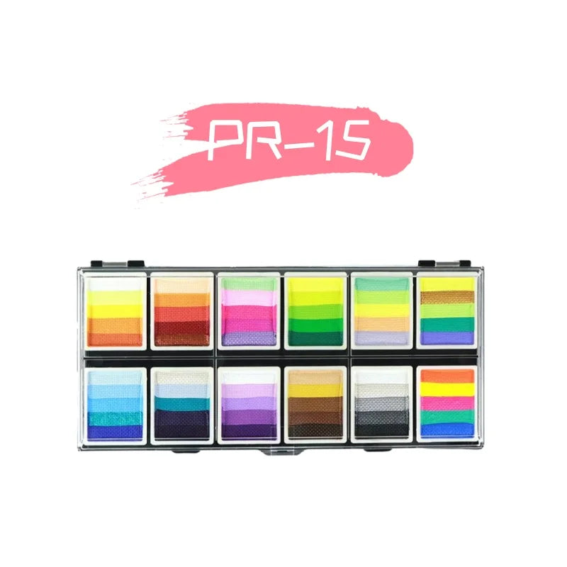 12 Color Popular Multicolor Child Body Painting Kids Face Paint Bodyart Palette Party Makeup Beauty Paint Palette With Brush Kit