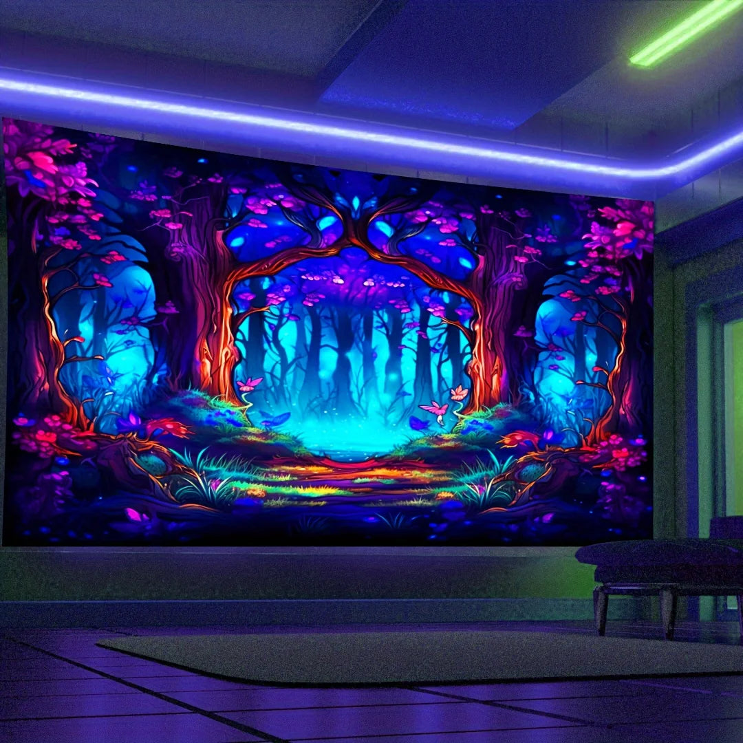 VIKAMA Glow-In-The-Dark Enchanted Forest Tapestry Ideal For Themed Guesthouse Living Rooms And Bedrooms Home DéCor