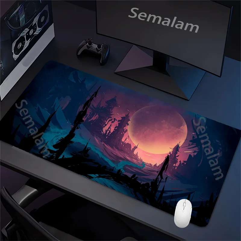 Fantasy Dark Forest Playmat Gaming Mouse Pad Non-slip Rubber Base 35x60 MTG Desk Mat Washable Pads for Game & Office Room Decor