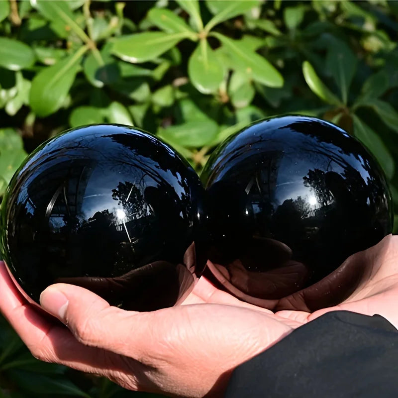 1 Obsidian and Quartz Crystal Ball | Classic Stone Ball, Suitable for Office and Home Décor,Ideal As A Birthday and Holiday Gift