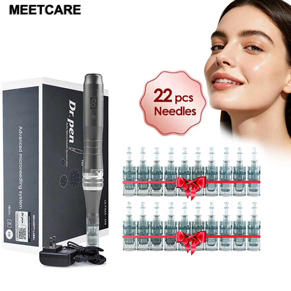 Dr Pen Electric Ultima M8 Pen With 22pcs Cartridge Wireless Derma Microneedle Kit Dermapen Beauty Skin Care Needle Length 0.2mm