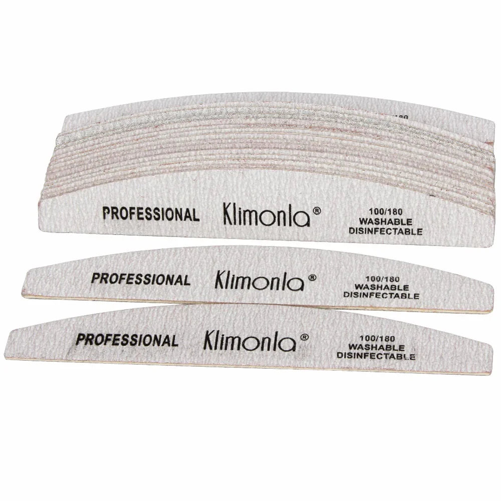 10/25/50/100Pcs/Lot Wooden Nail Files Klimonla 100/180 Grit Grey Boat Thick Sandpaper Sanding Buffer Files Beauty Tools DIY Salo