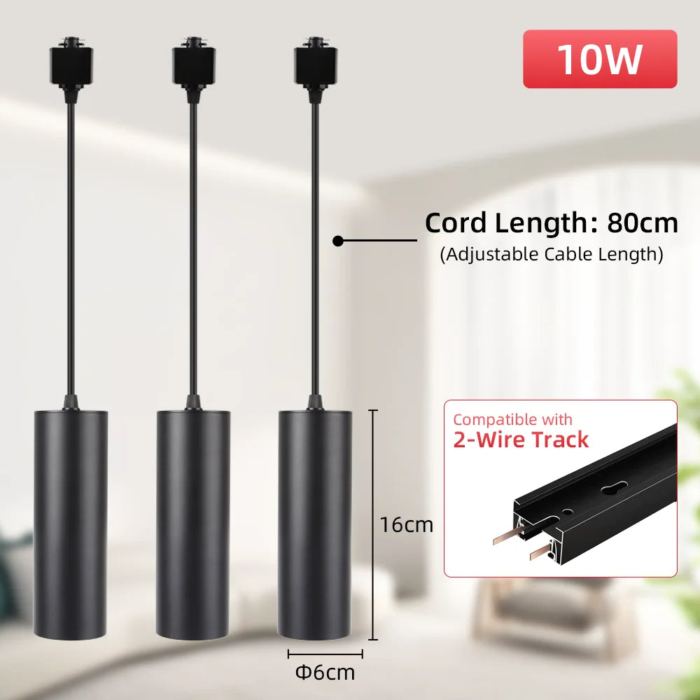 Track LED Pendant Lights Ceiling Lamp 10W/15W Spot Lights 110V 220V Rail Lighting Hanging Lamp for Kitchen Living Room Bedroom