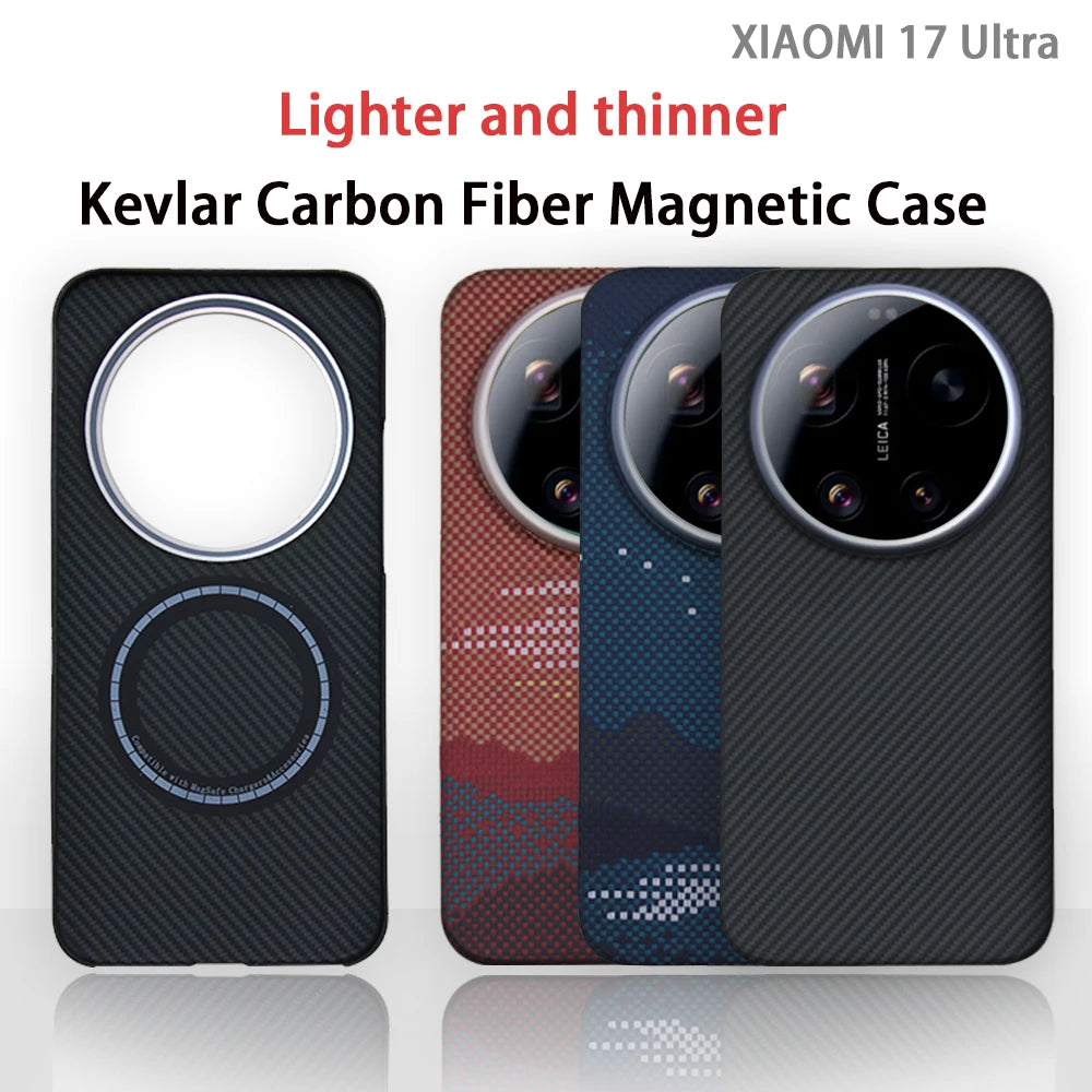 Aramid Carbon Fiber Case for Xiaomi 17 Ultra Cases Ultra-thin Shock-proof Aramid Fiber Cover Protective Shell Phone Accessories