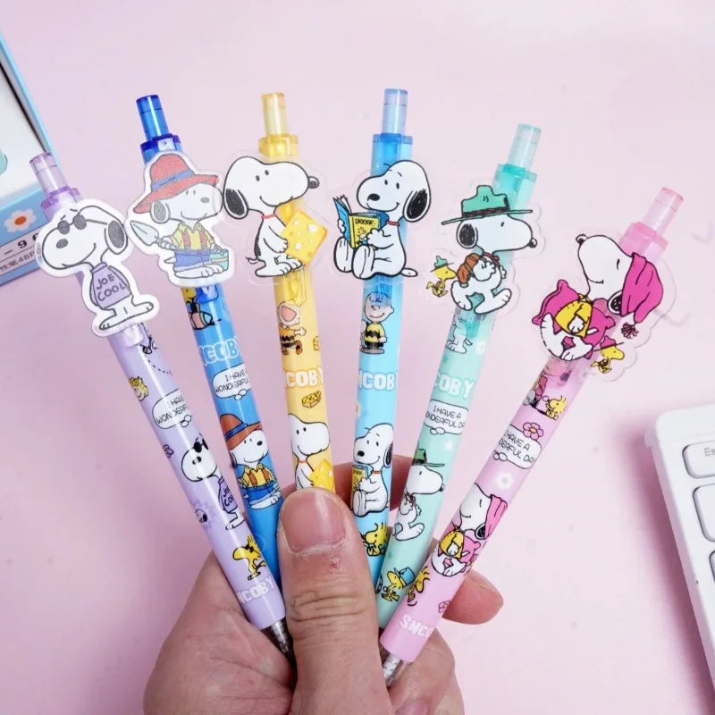 Hot Snoopys 48pcs Pen High Beauty Neutral Pen Press Fast Drying Smooth Cartoon Cute Press The Stationery Pen Student Gifts