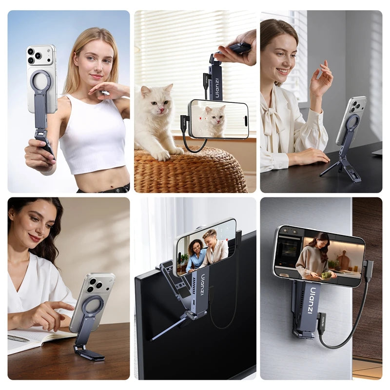 Ulanzi MA58 SSD Enclosure & MagLock Phone Stand Tripod 2 in 1 for iPhone 17 Travel Vlog Tiktok Live Streaming Phone Accessories