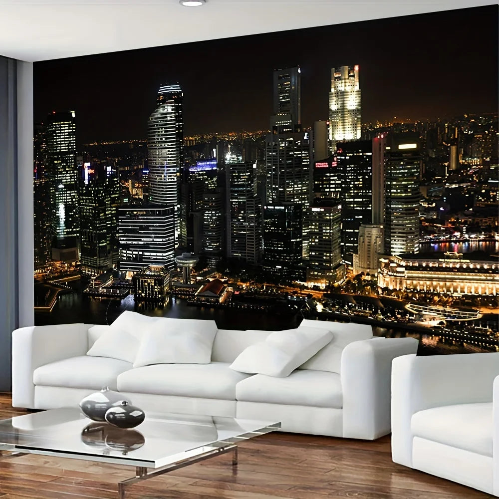 City Nightscape Tapestry - Perfect for Home Décor, Adding a Touch of Urban Glamour and Modern Elegance to Your Living Space