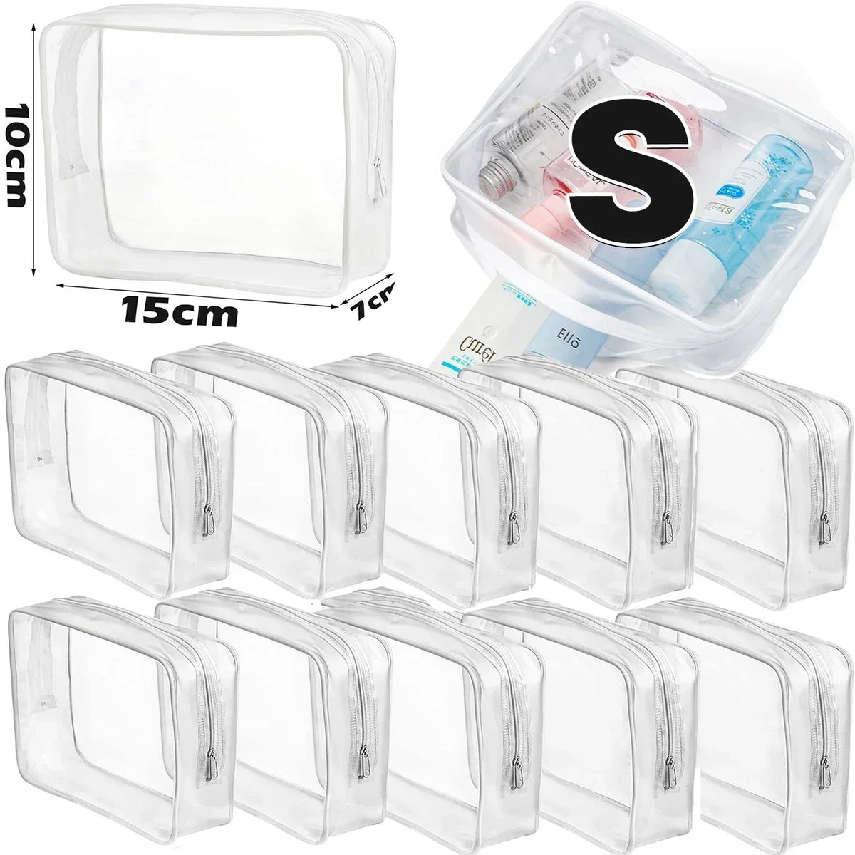 1/20pcs Transparent PVC Storage Travel Organizer Clear Makeup Bag Beautician Cosmetic Bag Beauty Case Toiletry Bag Wash Bags
