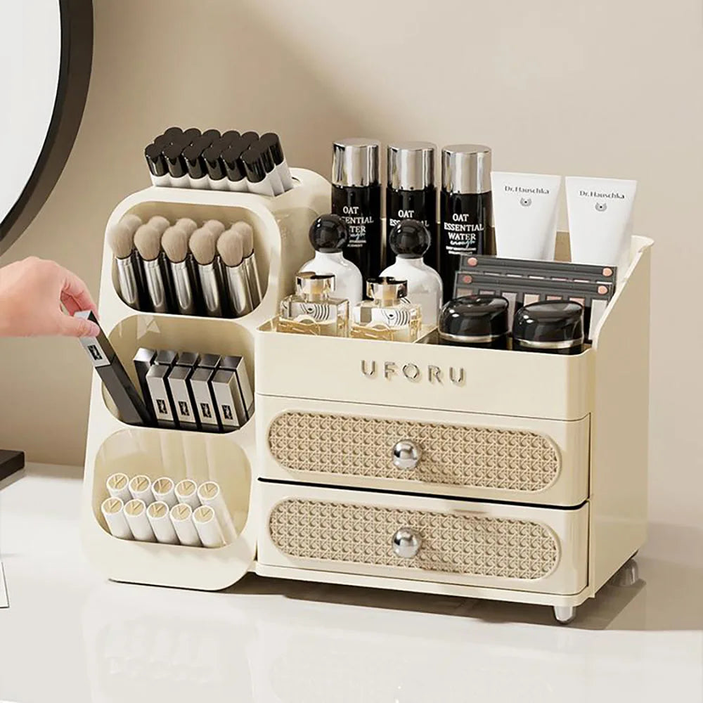 UFORU Makeup Organizer For Vanity, Countertop Organizer With Drawers, Spacious Cosmetic Display Case for Beauty Essential, Skinc