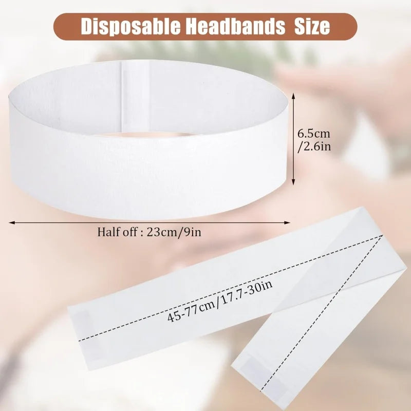 100pcs Disposable Headbands for Facials Spa Stretch Non-Woven Soft Skin Care Hair Bands Women Salons Face Washing Beauty Tools