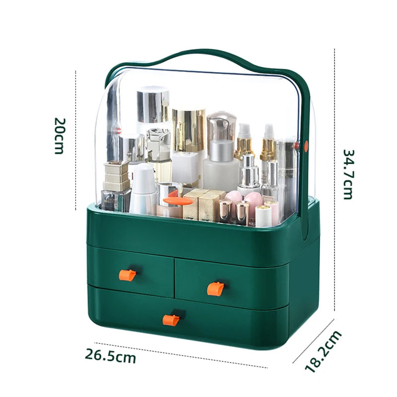 Cosmetic Organizer  Countertop Organizer For Dresser With Lid And Drawer Countertop Waterproof And Dustproof Skin Care Organizer