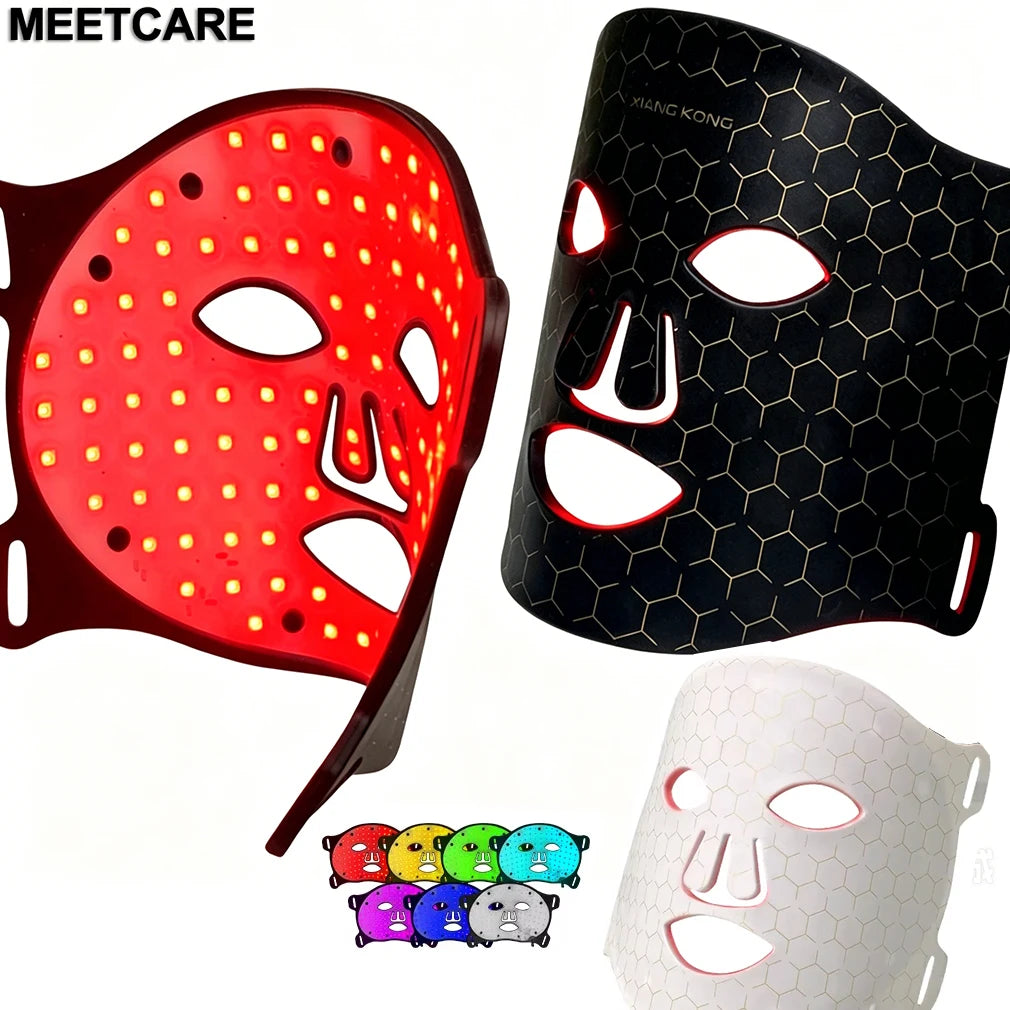 7Colors LED Face Mask with 110pcs Lamp Beads Photon Red Light Therapy Beauty Flexible Facial Masks Skin Care Tool