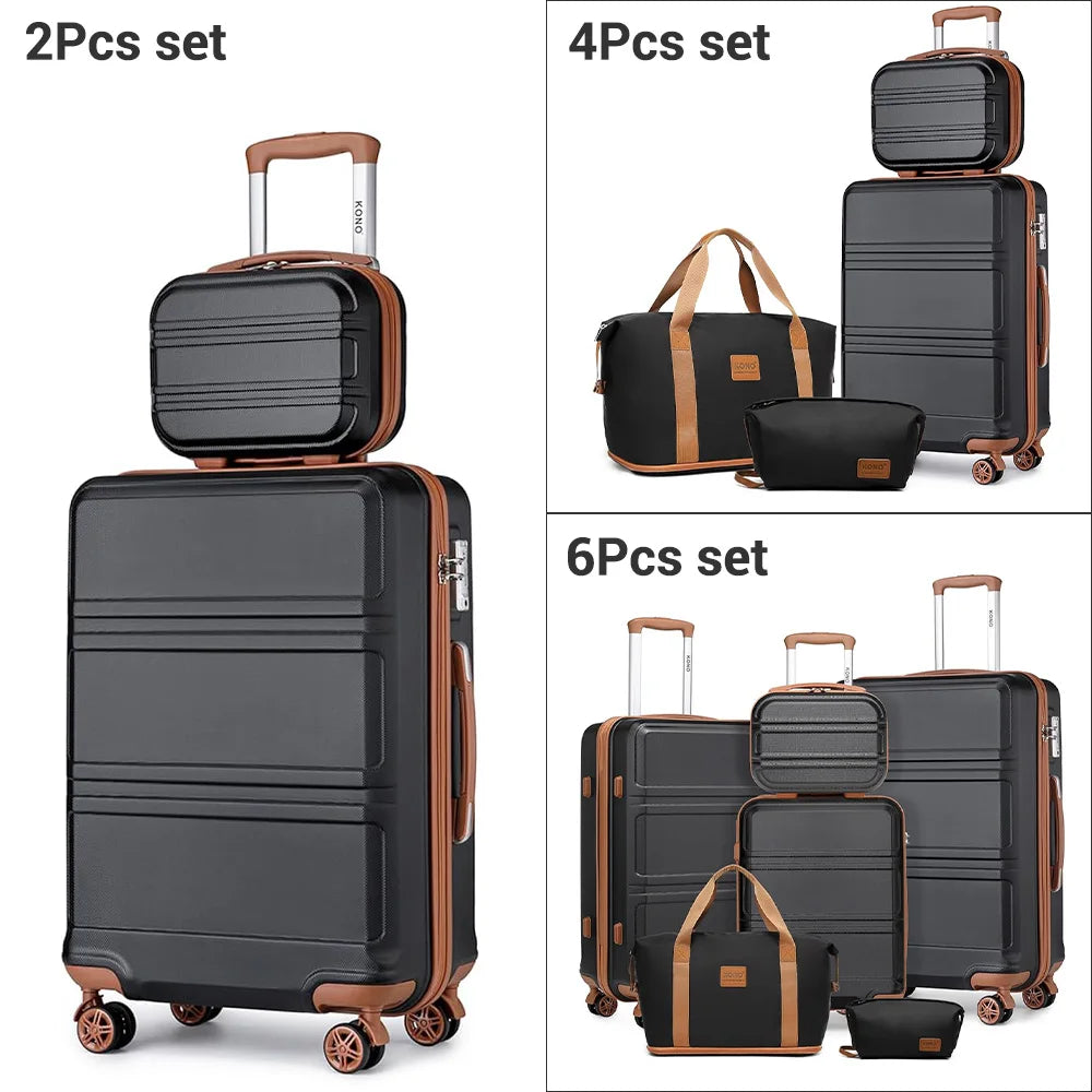 KONO 2/4/6-piece luggage set with a beauty case, cosmetics case, hand luggage, and toiletry bag – travel bag and luggage set